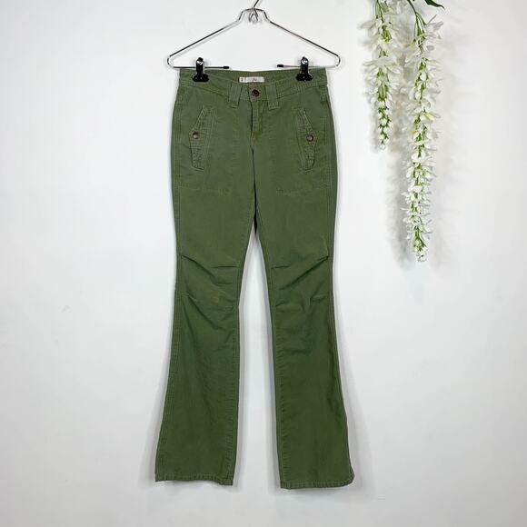 JOIE army green flared jeans 100% cotton low rise y2k millennial 90s 2479 - Picture 1 of 7